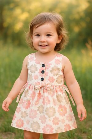 Girls Kids Wear - Blush Blossom Sleeveless Floral Frock
