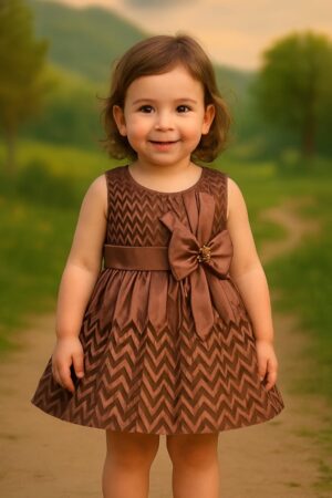 Girls Kids Wear - Chocolate Charm Baby Frock – Brown Chevron
